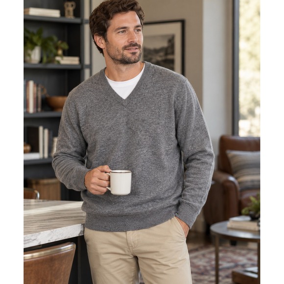 Daniel Cremieux Other - Luxury Cashmere Cremieux V-Neck Sweater Heather Gray Long Sleeve Men's Size XXL